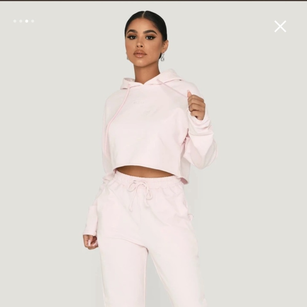 Baby Pink Meshki Cropped Hoodie